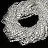 4X4MM Titanium Silver Hematite Gemstone Rounded Cube Loose Beads 15.5 inch Full Strand (80021663-840)