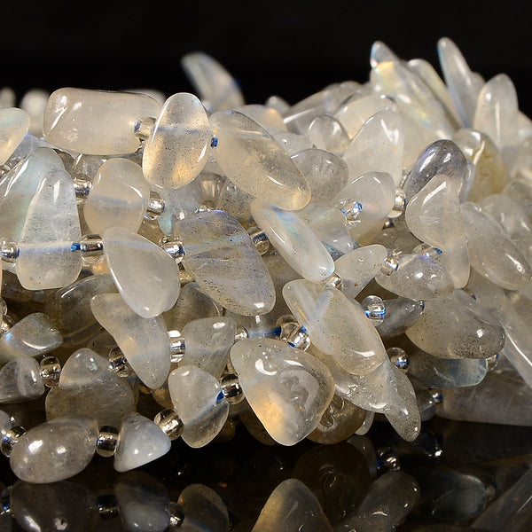 Natural Labradorite Gemstone Stick Pebble Chip 9-17MM Loose Beads (D713)