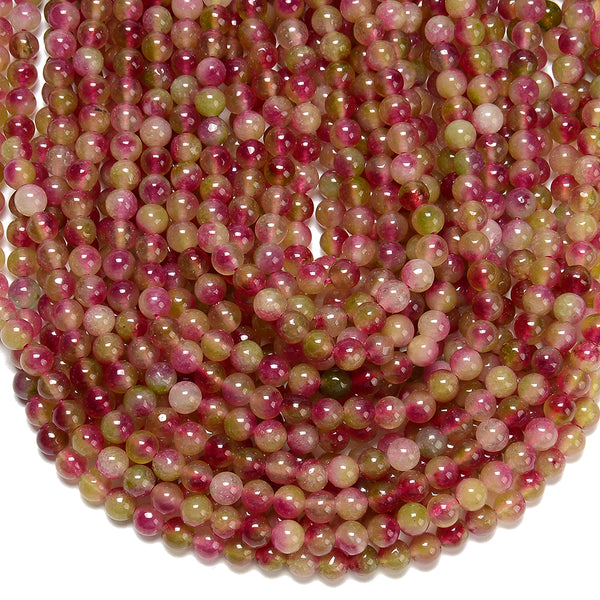Tourmaline Color Jade Gemstone Round 6MM Loose Beads 14.5 inch Full Strand (80020217-D627)