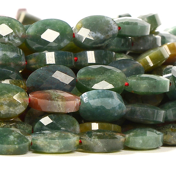 Natural Indian Agate Gemstone Micro Faceted Oval 11X7MM Loose Beads 7.5 inch Half Strand (80021476-D718)