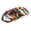 Multi Color Fire Agate Gemstone Faceted Round Bracelet 10MM 7.5 inch Strand (80021378-S57)