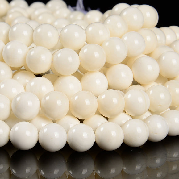 Natural White Shell Gemstone Round 10MM 11MM 12MM Loose Beads 7.5inch Half Strand (D594)