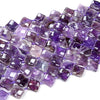 Natural Amethyst Gemstone 15MM Twist Rhombus Loose Beads (D425)
