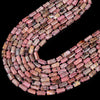 Natural Rhodonite Gemstone 12X8MM Faceted Cylinder Round Tube Loose Beads (D465)
