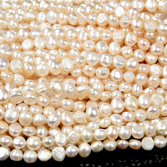 Natural Baroque Freshwater Ivory White Pearl Gemstone Pebble Nugget 6-7MM Loose Beads (S30)
