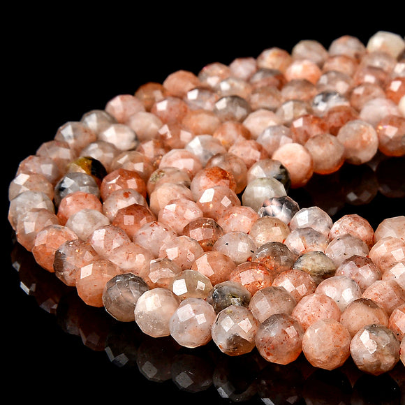 Natural Sunstone Gemstone Grade AA 5MM Micro Faceted Round Loose Beads 15 inch Full Strand (80018235-P98)