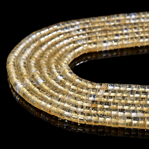 Yellow Cherry Quartz Gemstone Heshi Rondelle Slice 4X2MM Loose Beads 14.5 inch Full Strand (80019474-P105)