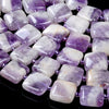 Dogtooth Chevron Amethyst Gemstone 14MM Square Cube Loose Beads (D426)