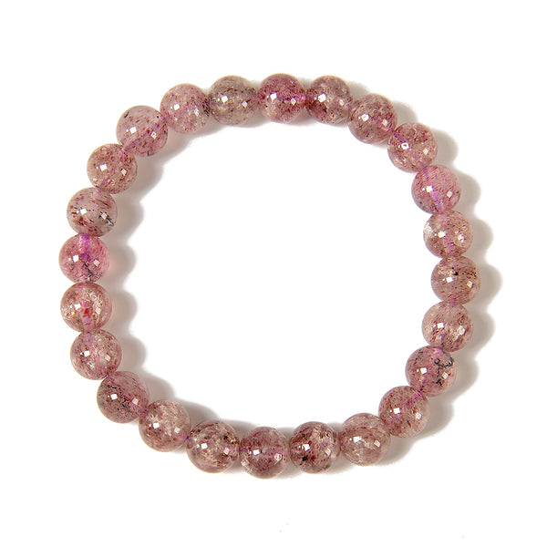 Natural Strawberry Quartz Gemstone Grade AA Round Bracelet 8MM 7.5 inch Strand (80021359-S56)