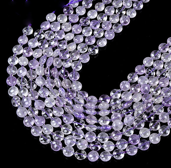 Natural Lavender Amethyst Gemstone 10MM Round Button Loose Beads (D427)