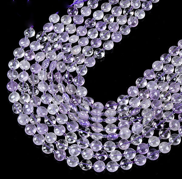 Natural Lavender Amethyst Gemstone 10MM Round Button Loose Beads (D427)