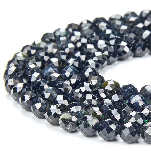 Natural Dark Green Tourmaline Gemstone Grade AA Micro Faceted Round 3MM 4MM 5MM Loose Beads 15 inch Full Strand (P97)