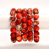 Matte Orange Brown Tibetan Dragon Agate Gemstone Grade AAA Round Bracelet 14MM 8 inch Strand (80021380-S57)