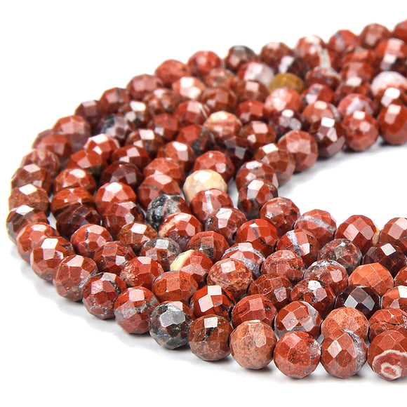 Natural Brecciated Jasper Gemstone Grade AA 4MM Micro Faceted Round Loose Beads 15 inch Full Strand (80018251-P100)
