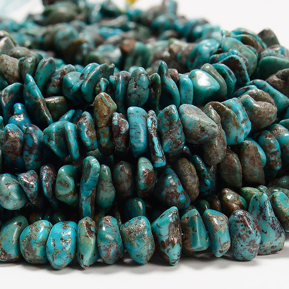 100% Genuine Natural Blue Turquoise Gemstone Pebble Nugget Chip 5-8MM 7-10MM 8-13MM 10-14MM Loose Beads (D609)