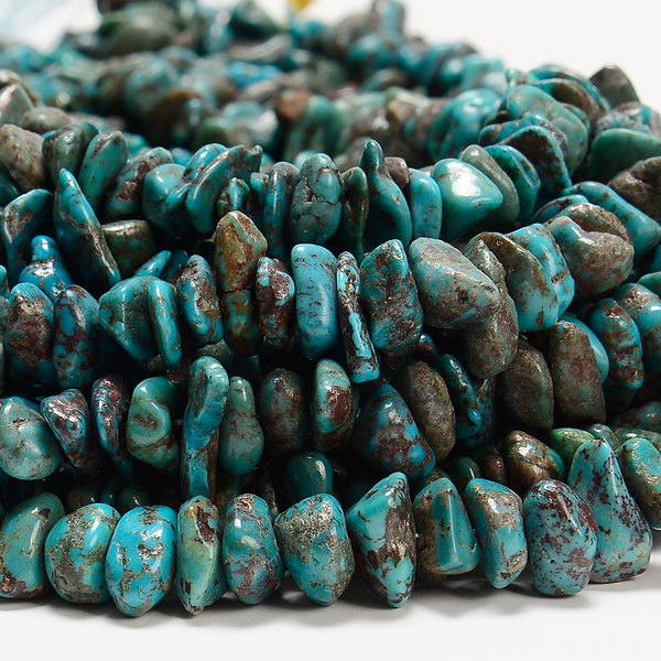 100% Genuine Natural Blue Turquoise Gemstone Pebble Nugget Chip 5-8MM 7-10MM 8-13MM 10-14MM Loose Beads (D609)