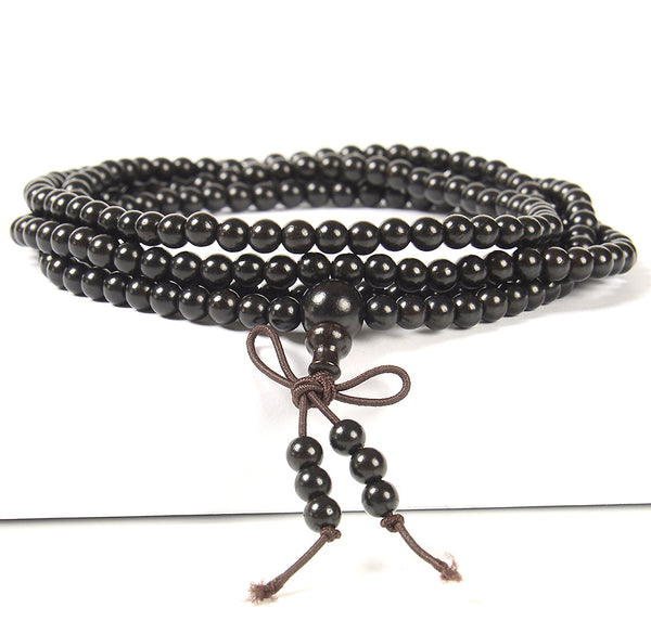 Ebony Sandalwood Prayer Buddha Mala Meditation Round 4MM Loose Beads 34 inch (80020473-392)