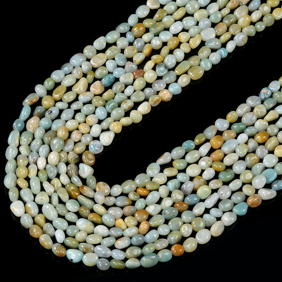 Natural Blue Brown Amazonite Gemstone Pebble Nugget 4-6MM 7-9MM Loose Beads (D413)