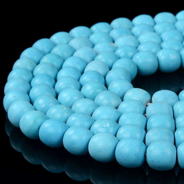 Matte Turquoise Gemstone 11X11MM Barrel Drum Loose Beads (D419)