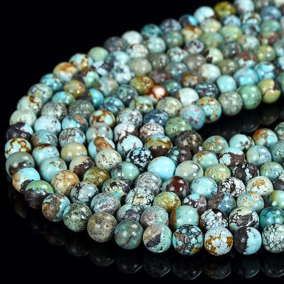 Natural Turquoise Gemstone Grade AA Round 5MM 6MM Loose Beads 7 inch Half Strand (P102)