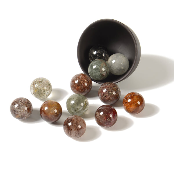 Natural Phantom Quartz Gemstone Round 13MM 14MM 15MM 16MM Loose Beads 6 Beads (D684)