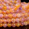 Yellow Pink Jade Gemstone Round 8MM Loose Beads 14.5 inch Full Strand (80020235-D629)