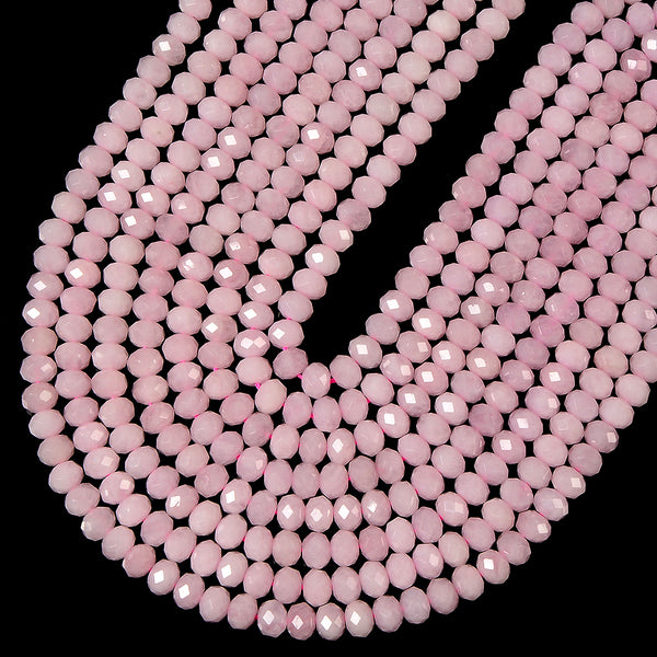 Natural Madagascar Rose Quartz Gemstone Grade A Micro Faceted Rondelle 6X4MM 8X6MM Loose Beads (D716)