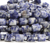 Natural Blue Spot Jasper Gemstone Faceted Round Tube Hexagon 10X8MM Loose Beads (D724)