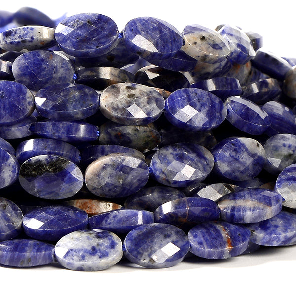 Natural Sodalite Gemstone Micro Faceted Oval 8X6MM 11X7MM Loose Beads 7.5inch Half Strand (D719)
