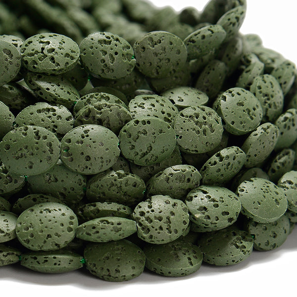 Dark Green Lava Gemstone Oval 10X8MM Loose Beads (D648)
