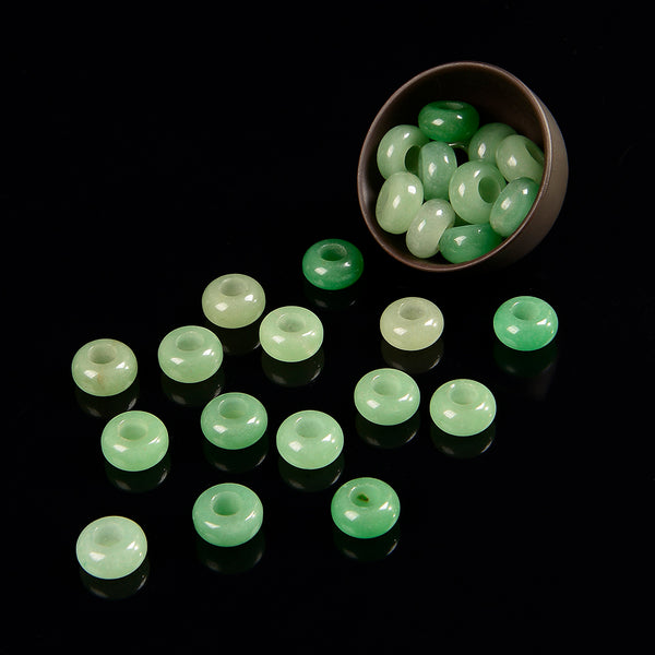 Natural Green Aventurine Gemstone Large Hole Beads Rondelle Donut 14MM BULK LOT 2,6,12,24,50 Beads (80021210-S62)