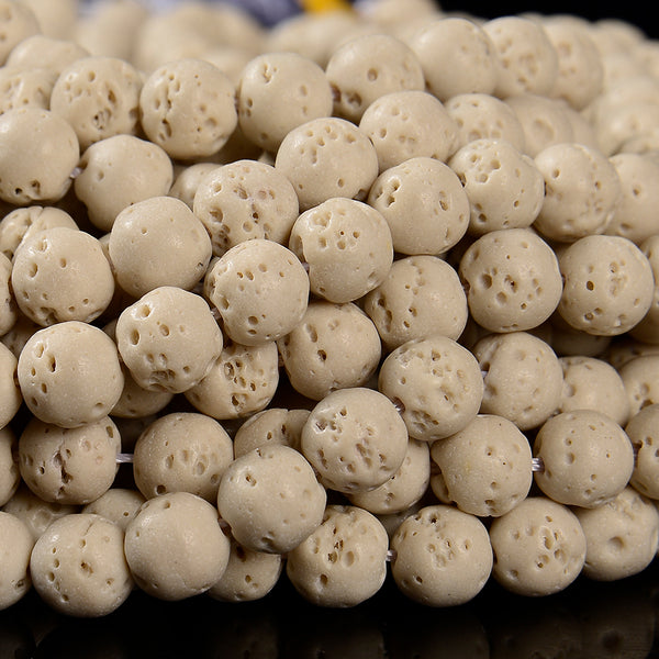 Ivory White Lava Gemstone Round 4MM 6MM 8MM 10MM Loose Beads (D637)