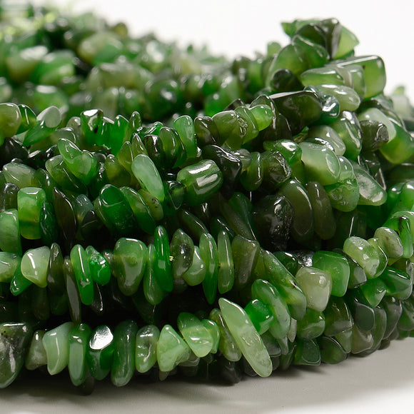 Natural Canadian Nephrite Jade Gemstone Pebble Nugget Chip 8-10MM Loose Beads (D599)