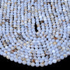 Natural Chalcedony Blue Lace Agate Gemstone Grade A Micro Faceted Round 4MM 5MM 6MM Loose Beads 15 inch Full Strand (P95)