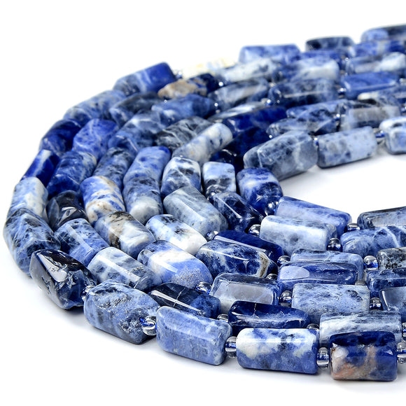 Natural Sodalite Gemstone 12X8MM Faceted Cylinder Round Tube Loose Beads (D465)