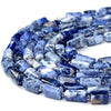 Natural Sodalite Gemstone 12X8MM Faceted Cylinder Round Tube Loose Beads (D465)