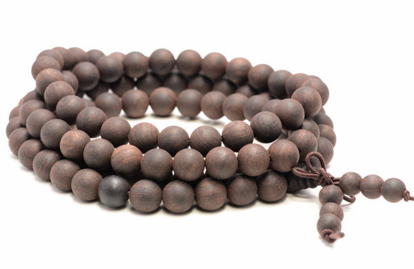 8mm 108PCS Natural Matte Ebony Black Sandalwood Prayer Buddha Mala Meditation Beads Round Loose Beads BULK LOT (80005380-400)