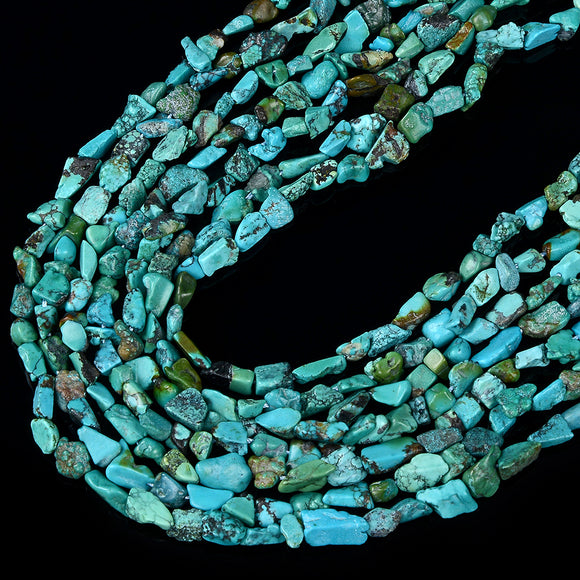 100% Genuine Natural Turquoise Blue Green Gemstone 5-7MM Pebble Nugget Chip Loose Beads (D430)