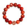 Matte Orange Brown Tibetan Dragon Agate Gemstone Grade AAA Round Bracelet 14MM 8 inch Strand (80021380-S57)