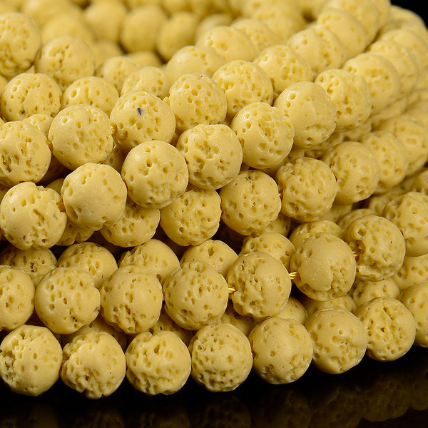 Honey Yellow Lava Gemstone Round 4MM 6MM 8MM 10MM Loose Beads (D638)