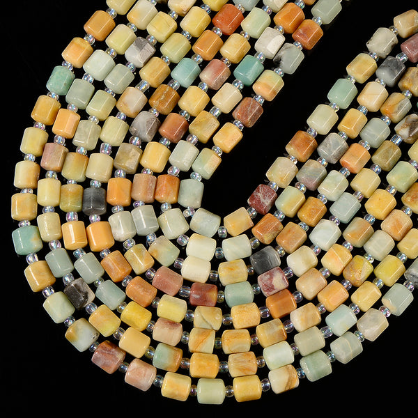 Natural Amazonite Gemstone Faceted Round Tube Hexagon 10X8MM Loose Beads (D721)