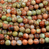 Orange Green Dragon Skin Agate Gemstone Round 8MM Loose Beads (D519)