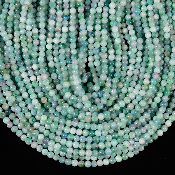 Blue Green Jade Gemstone Round 4MM Loose Beads 14.5 inch Full Strand (80020079-D617)