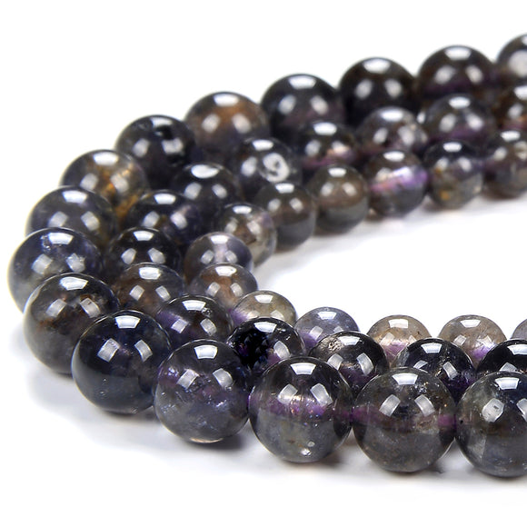 Natural Deep Blue Iolite Gemstone Round 4MM 5MM 6MM Loose Beads (D447)