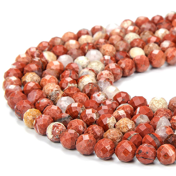 Natural Brecciated Jasper Gemstone Grade AA 4MM Micro Faceted Round Loose Beads 15 inch Full Strand (80018252-P100)