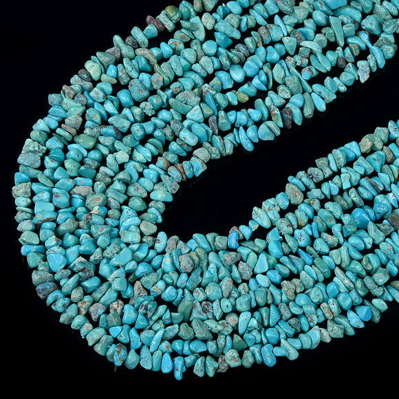 100% Genuine Natural Turquoise Blue Gemstone 5-7MM Pebble Nugget Chip Loose Beads (D430)