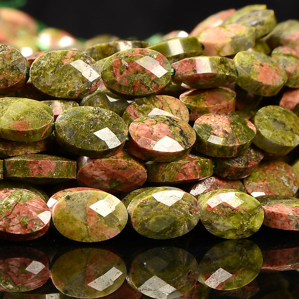 Natural Unakite Gemstone Micro Faceted Oval 8X6MM 11X7MM Loose Beads 7.5inch Half Strand (D718)