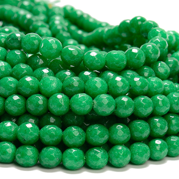 Aventurine Green Jade Gemstone Facetecd Round 8MM Loose Beads (D632)