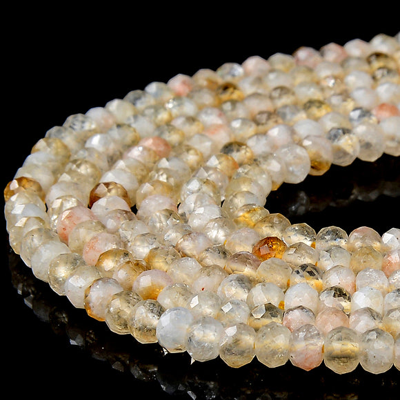 Natural Citrine Gemstone Grade A Micro Faceted Rondelle 4X3MM Loose Beads (P91)