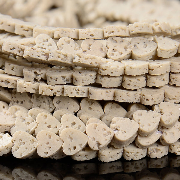Ivory White Lava Gemstone Love Heart 6MM Loose Beads (D643)